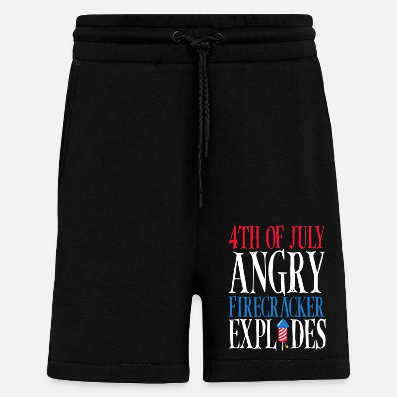 July 4 Angry firecracker explodes - Shorts - made by SPREAD - SOLID BLACK
