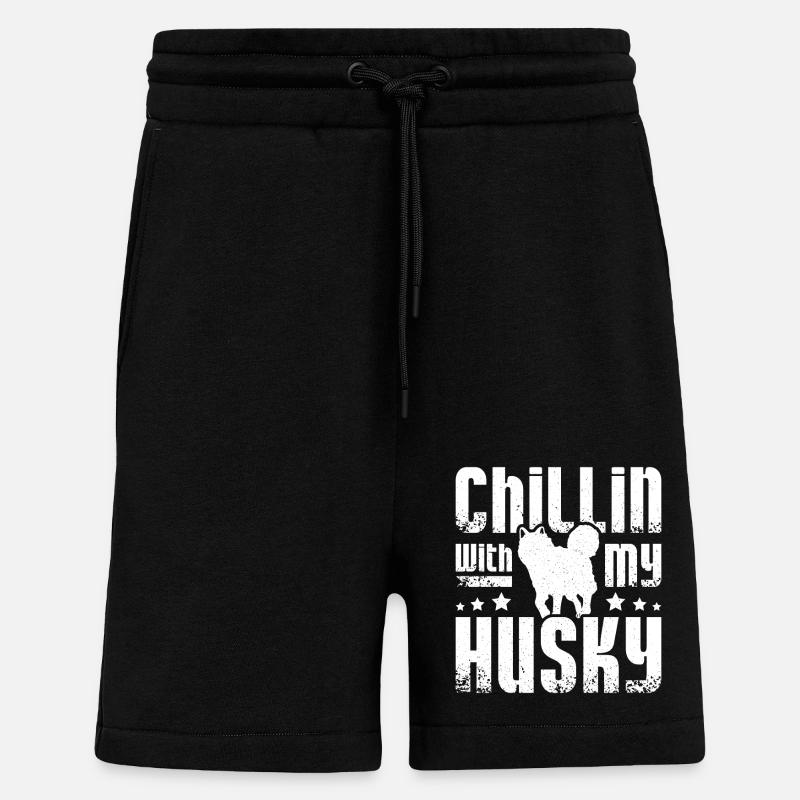 Chillin avec mon husky sibérien - Short bio décontracté fabriqué en UE - SOLID BLACK
