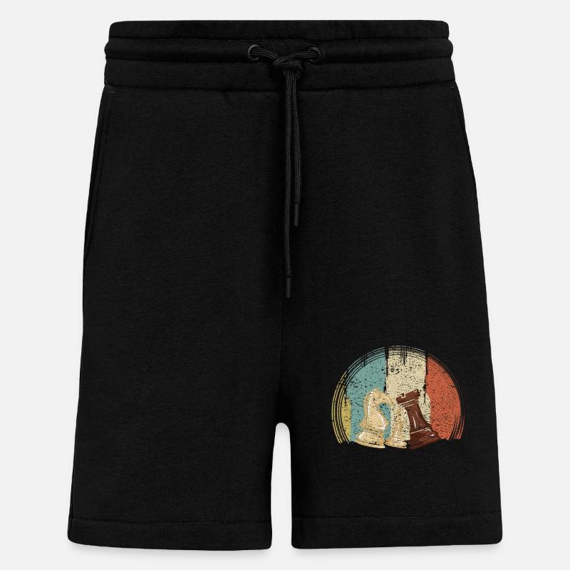 Pièces d’échecs Échecs Rétro - Short bio décontracté fabriqué en UE - SOLID BLACK