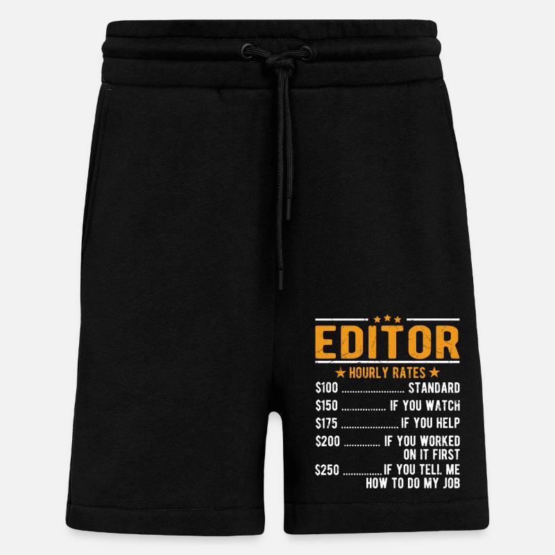 Rédacteur Salaire horaire - Short bio décontracté fabriqué en UE - SOLID BLACK