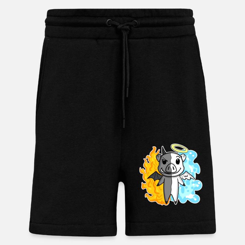 Cochon - Ange et Diable - Short bio décontracté fabriqué en UE - SOLID BLACK