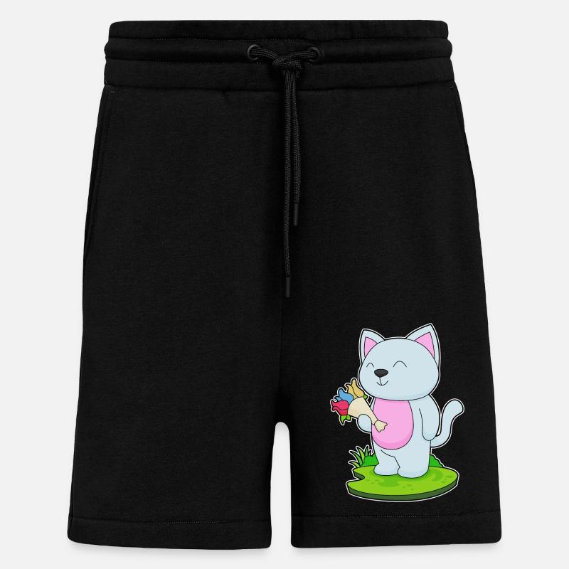 Katze Blumenstrauß - Shorts - made by SPREAD - SOLID BLACK