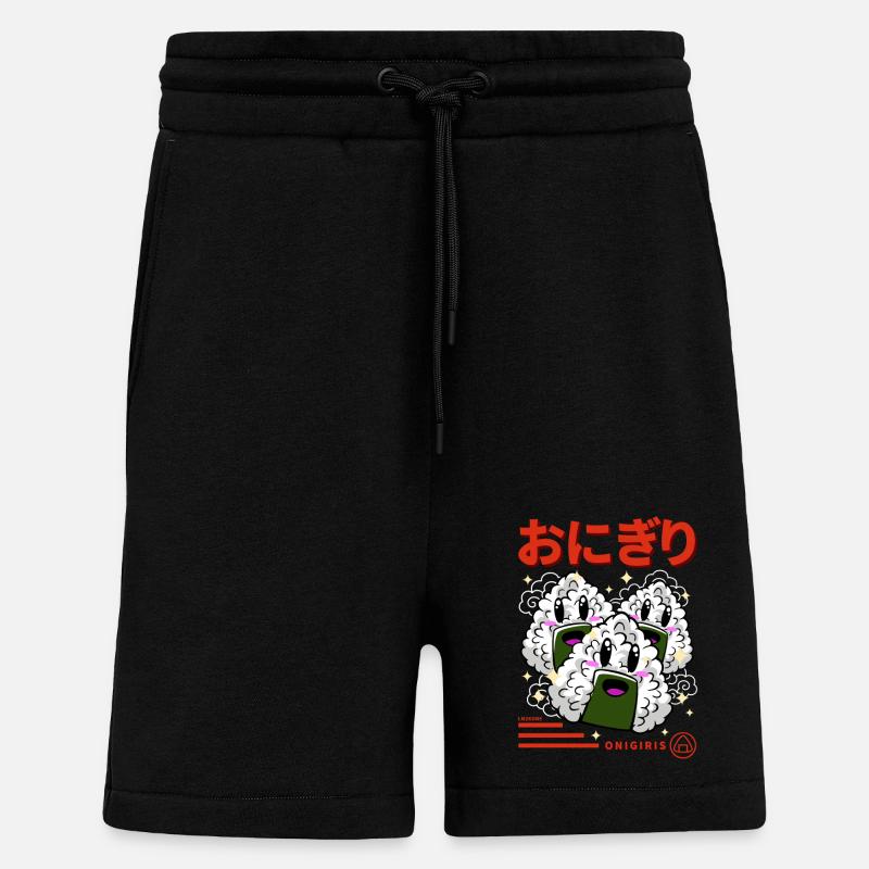 Japon petits Onigiris Kanji - Short bio décontracté fabriqué en UE - SOLID BLACK