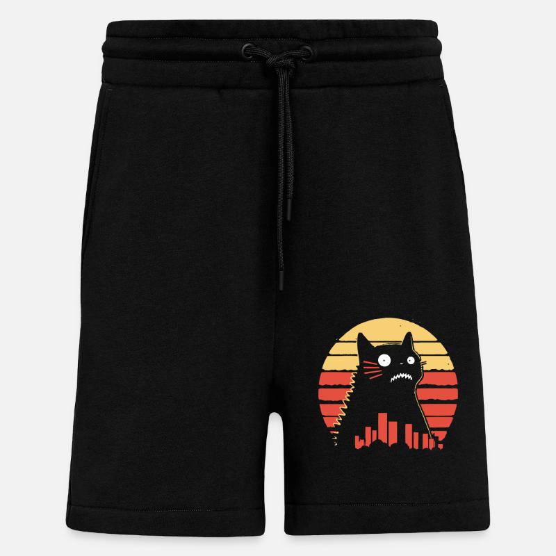 Chat monstre géant - Short bio décontracté fabriqué en UE - SOLID BLACK