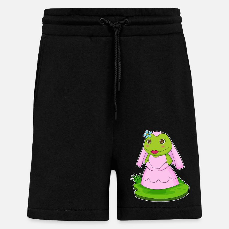 Frog Bride Flower Wedding - Shorts - made by SPREAD - SOLID BLACK