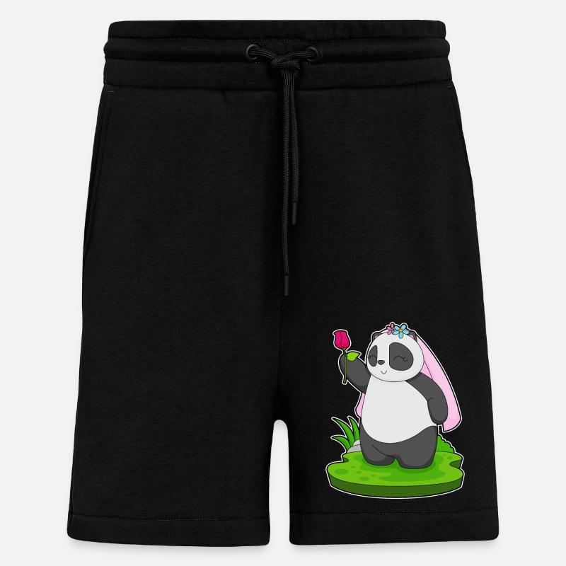 Panda Bride Rose Wedding - Shorts - made by SPREAD - SOLID BLACK