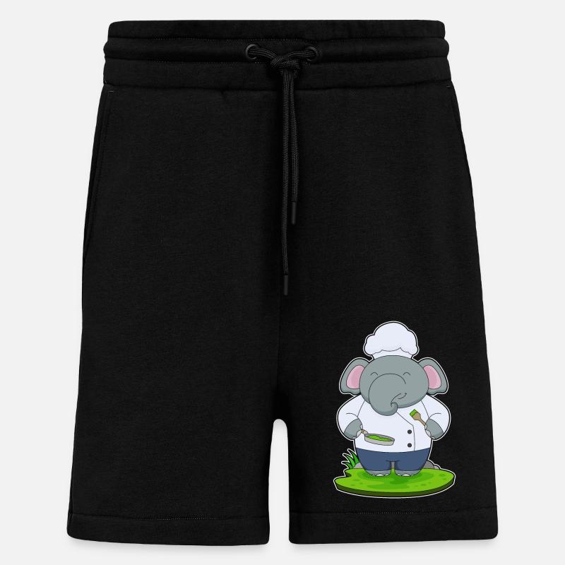 Elephant cooking pan - Shorts - made by SPREAD - SOLID BLACK