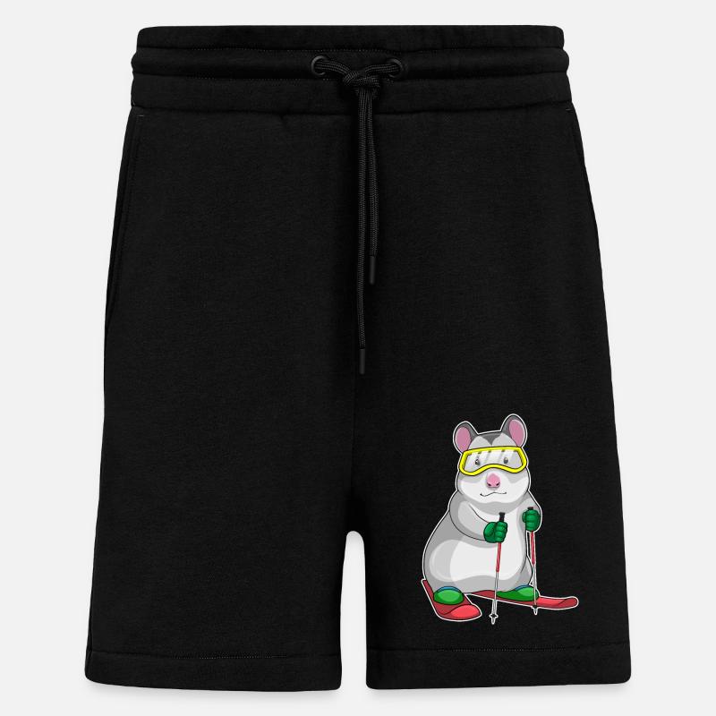 Hamster Skier Ski - Short bio décontracté fabriqué en UE - SOLID BLACK