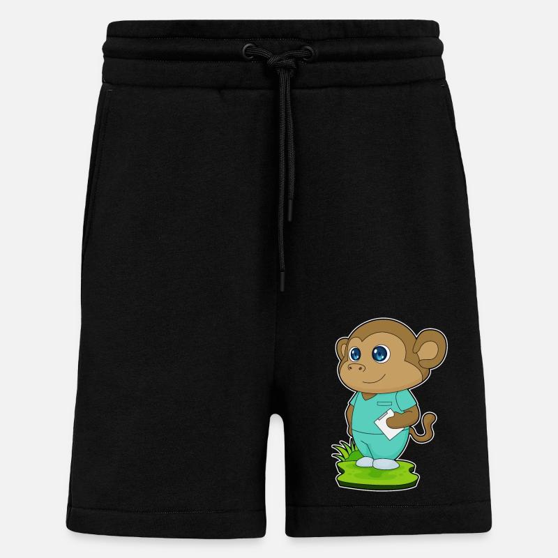 Monkey Nurse Sticky Notes - Shorts - made by SPREAD - SOLID BLACK
