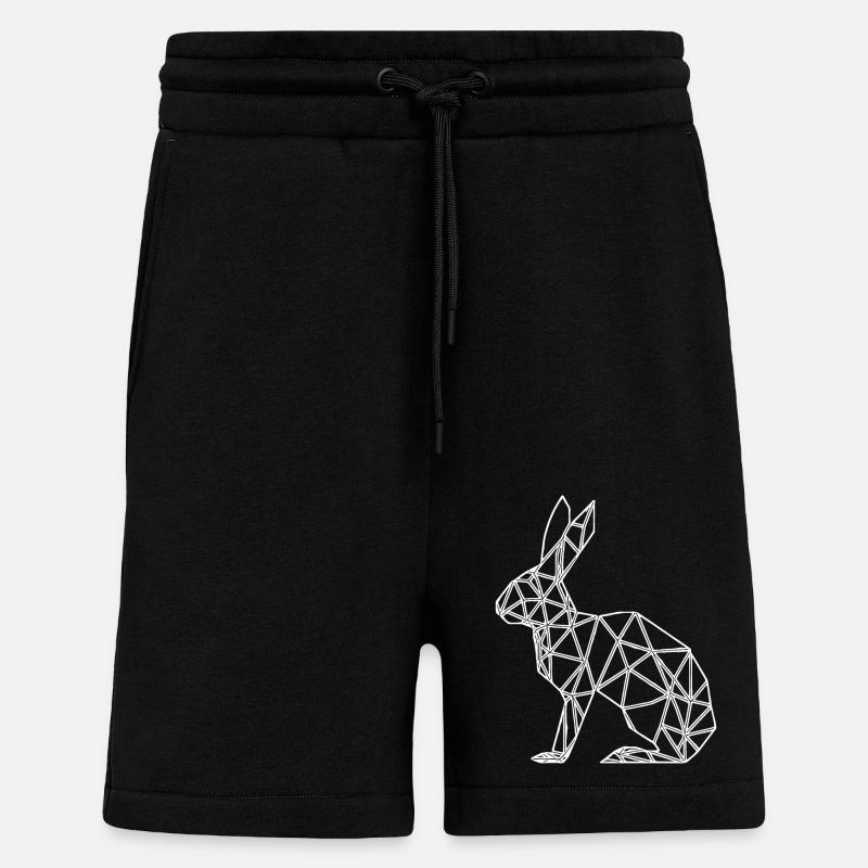 Géométrique Lapin Lignes mignonnes Lapin - Short bio décontracté fabriqué en UE - SOLID BLACK