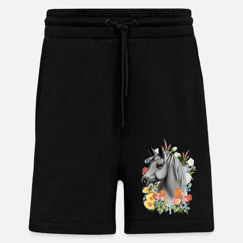 Pferd Blumen - Shorts - made by SPREAD - SOLID BLACK