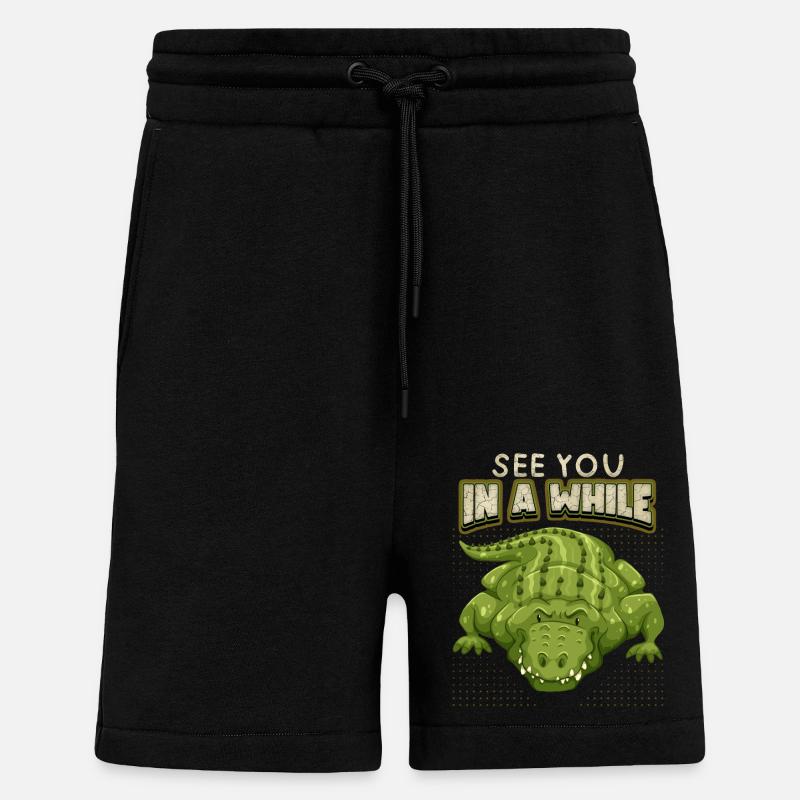 Krokodil Spruch, See-You-In-A-While, Comic, Pun - Shorts - made by SPREAD - SOLID BLACK