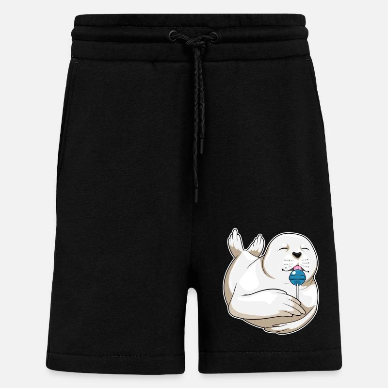Seal lollipop candy - Shorts - made by SPREAD - SOLID BLACK