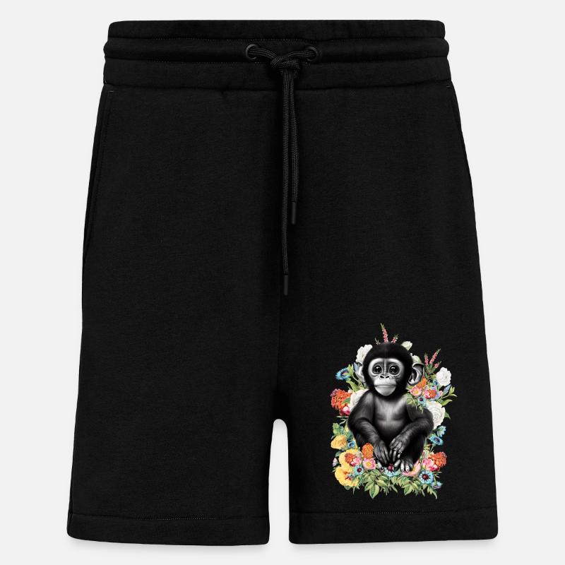 Affe Blumen - Shorts - made by SPREAD - SOLID BLACK