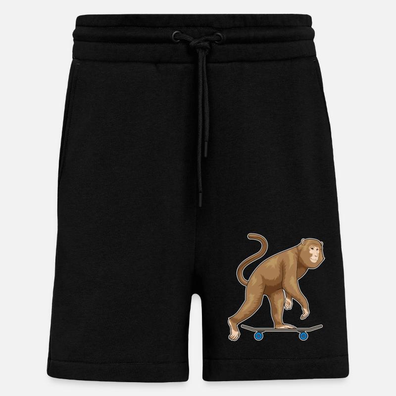 Monkey Skater Skateboard - Short bio décontracté fabriqué en UE - SOLID BLACK