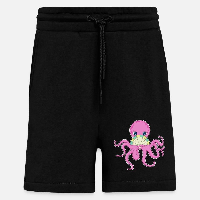 Octopus hand fan - Shorts - made by SPREAD - SOLID BLACK