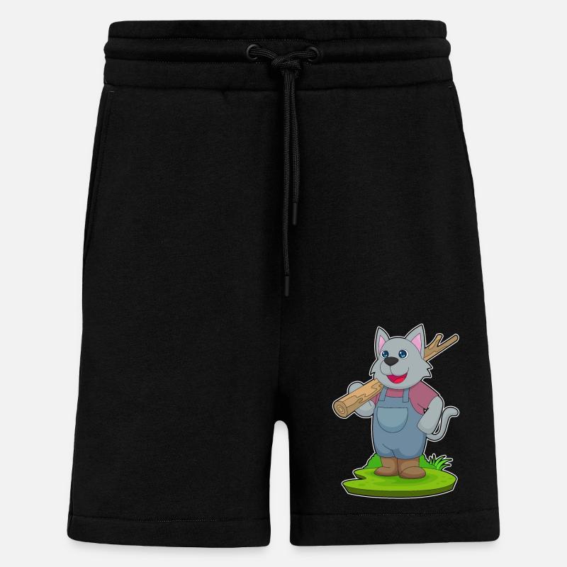 Cat Farmer Tree Trunk - Shorts - made by SPREAD - SOLID BLACK