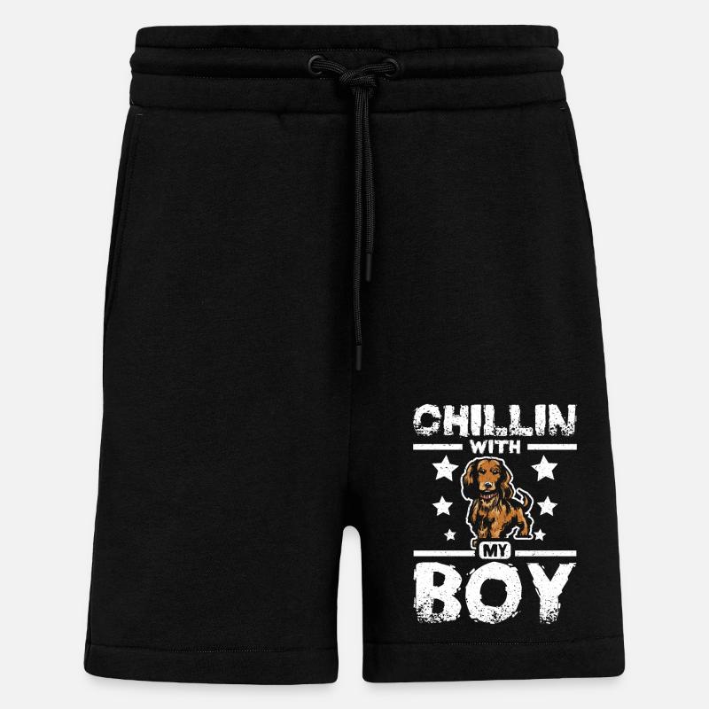 chillin avec mon teckel garçon - Short bio décontracté fabriqué en UE - SOLID BLACK
