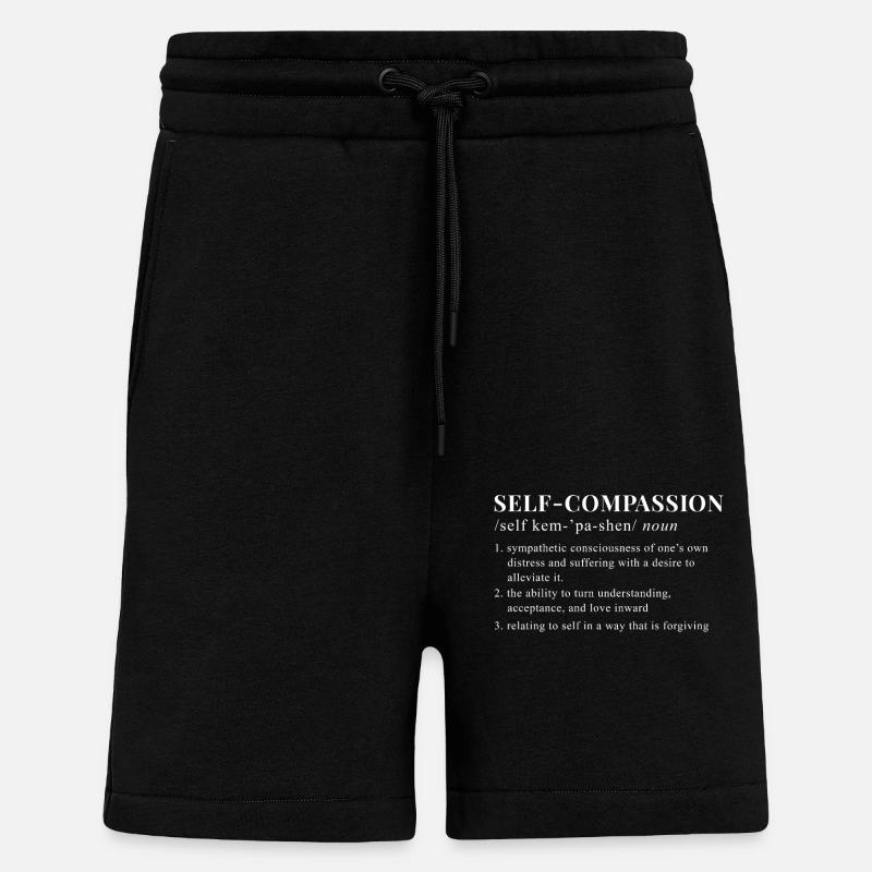 Mindfulness Saying Self Compassion - Shorts - made by SPREAD - SOLID BLACK