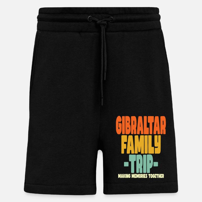 Vacances en famille à Gibraltar - Short bio décontracté fabriqué en UE - SOLID BLACK