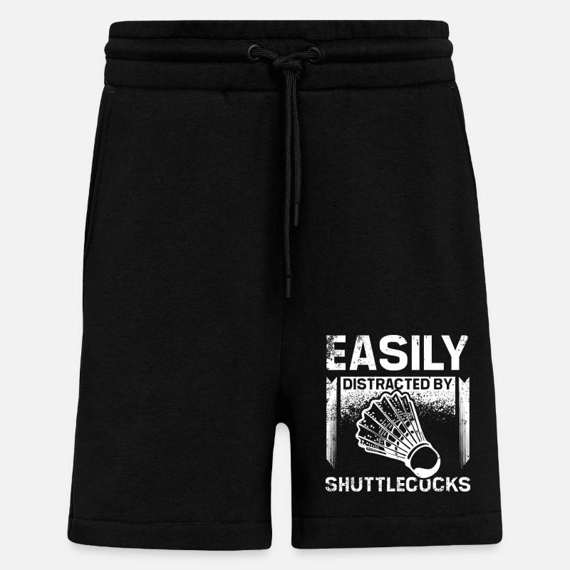 Easily distracted by badminton shuttlecocks - Shorts - made by SPREAD - SOLID BLACK
