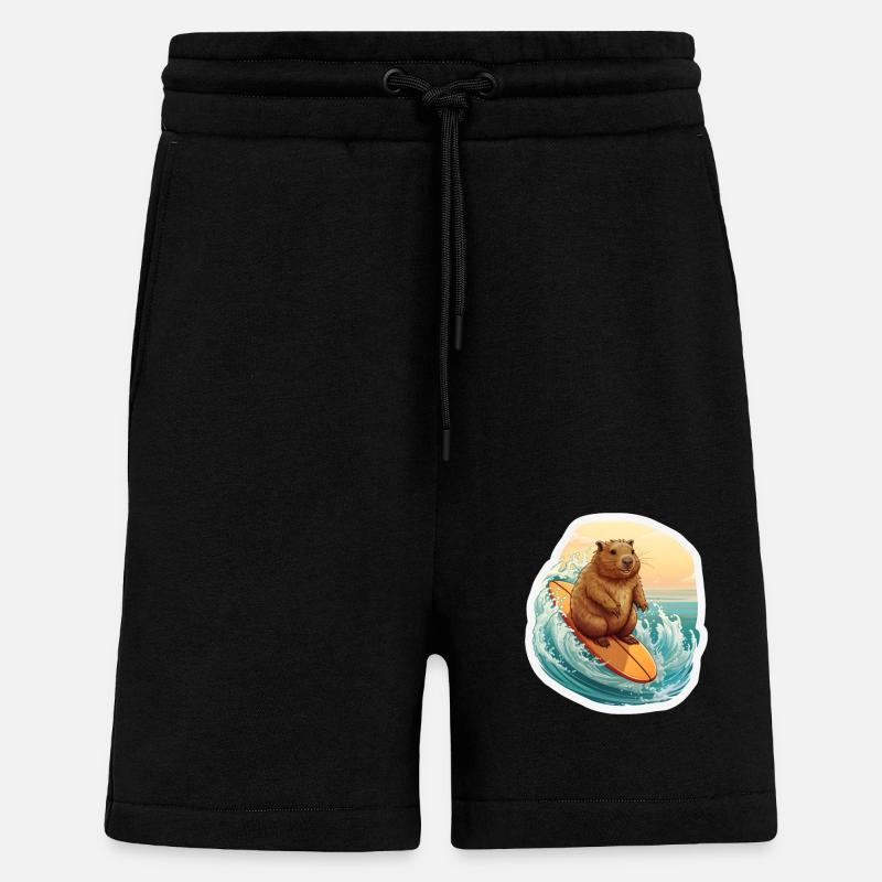 Capybara Surfer - Shorts - made by SPREAD - SOLID BLACK