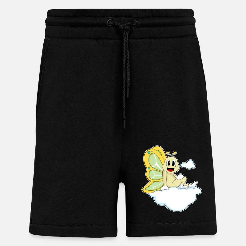 Nuages de papillons - Short bio décontracté fabriqué en UE - SOLID BLACK
