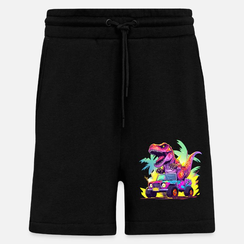 T-Rex conduit un camion monstre - Short bio décontracté fabriqué en UE - SOLID BLACK