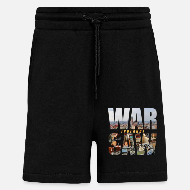 Varsovie Pologne Souvenir - Short bio décontracté fabriqué en UE - SOLID BLACK