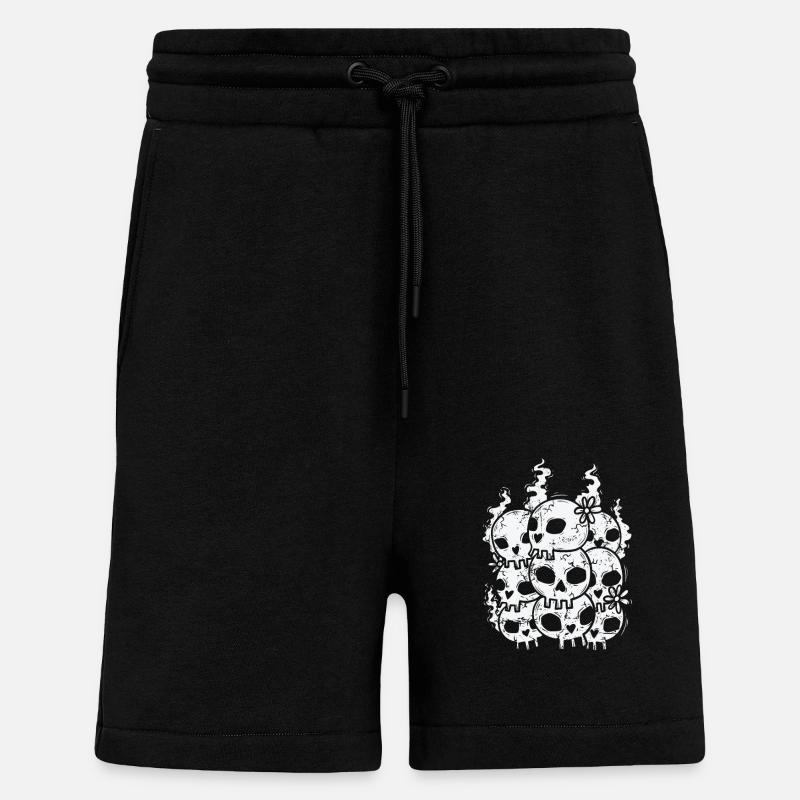Bone Skull Gothic Style - Shorts - made by SPREAD - SOLID BLACK