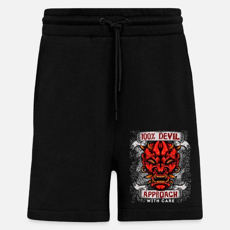 Devil Satan, funny devil saying in comic book style - Shorts - made by SPREAD - SOLID BLACK