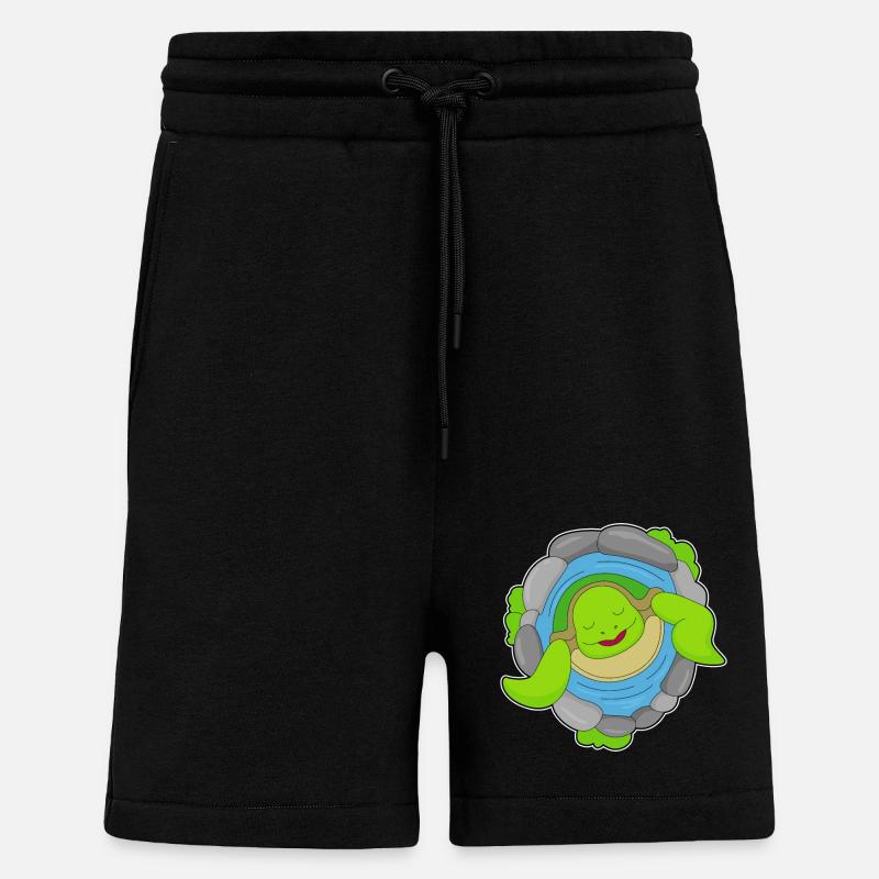 Turtle in hot spring - Shorts - made by SPREAD - SOLID BLACK