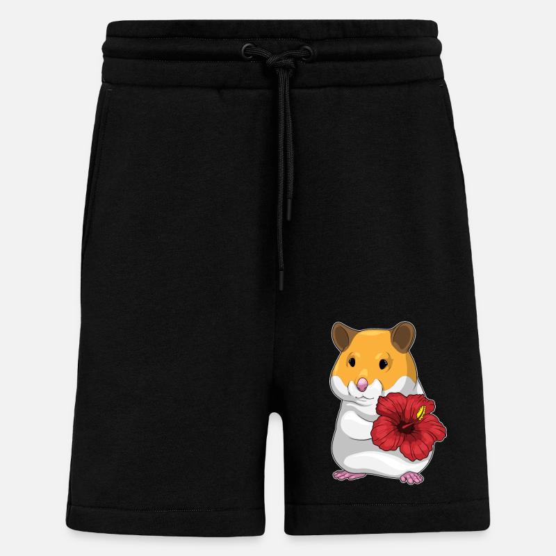 Hamster Hibiskus Blumen - Shorts - made by SPREAD - SOLID BLACK