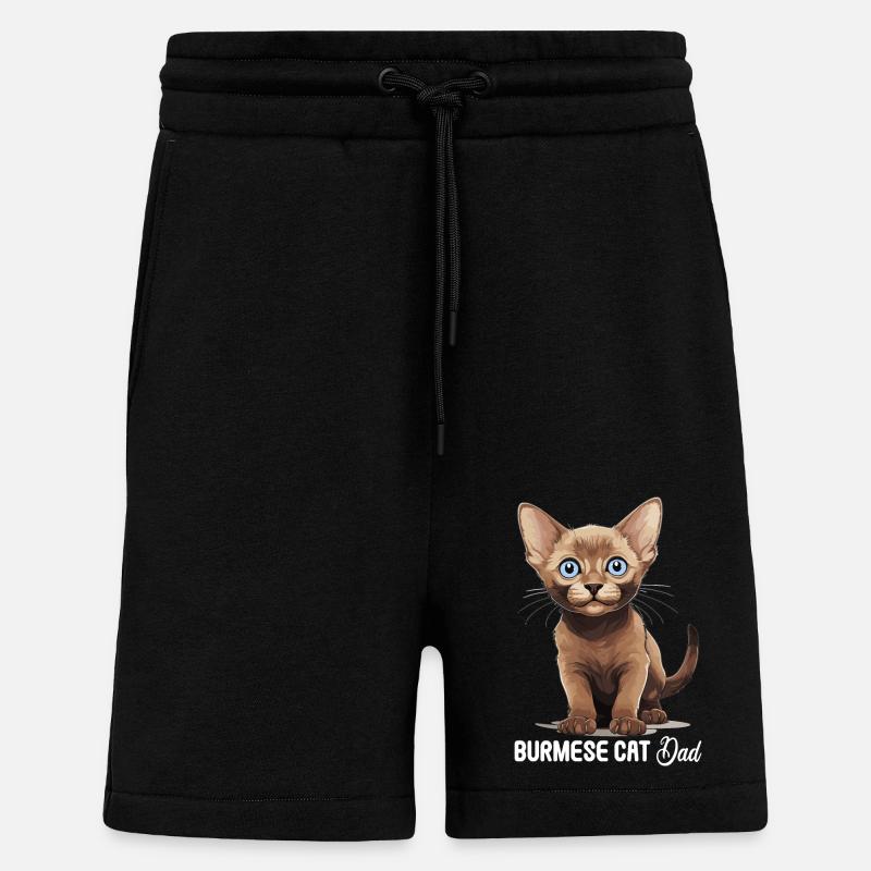 Chat birman Birmanie Katze - Short bio décontracté fabriqué en UE - SOLID BLACK