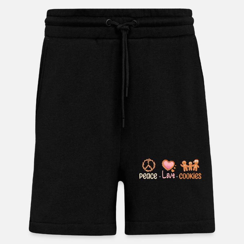 Paix amour biscuits de Noël - Short bio décontracté fabriqué en UE - SOLID BLACK