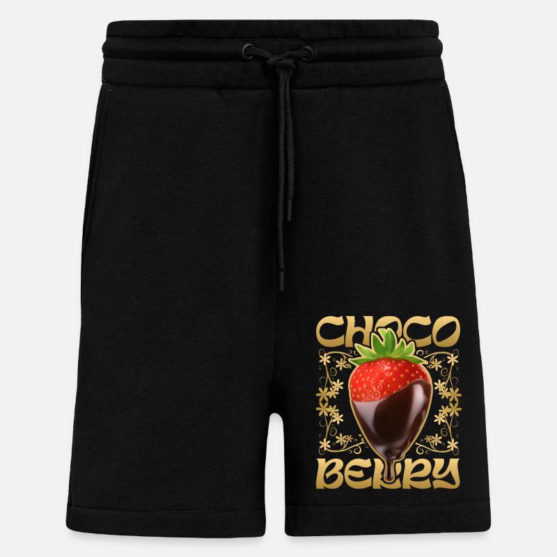 Fraise au chocolat - Short bio décontracté fabriqué en UE - SOLID BLACK