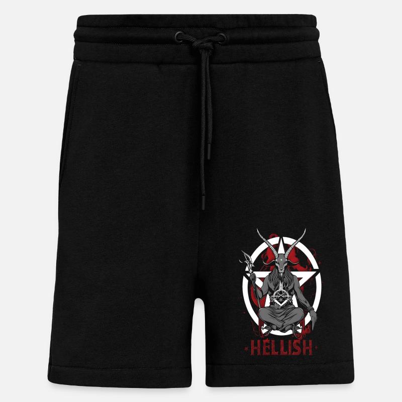 L'enfer Satan Baphomet - Short bio décontracté fabriqué en UE - SOLID BLACK