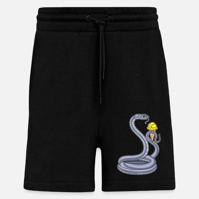 Crème glacée gaufrée serpent - Short bio décontracté fabriqué en UE - SOLID BLACK