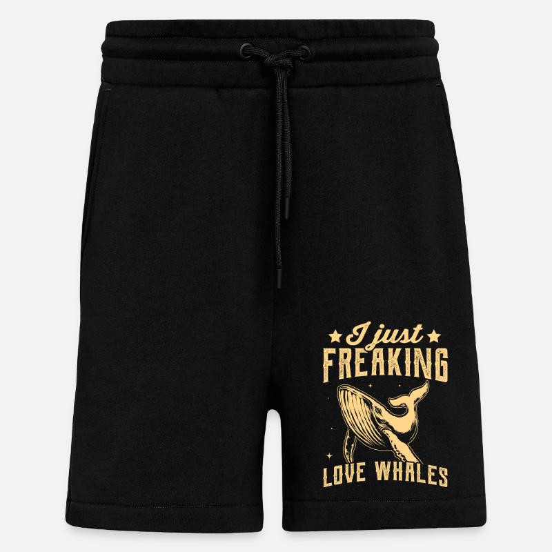 J’adore les baleines - Short bio décontracté fabriqué en UE - SOLID BLACK