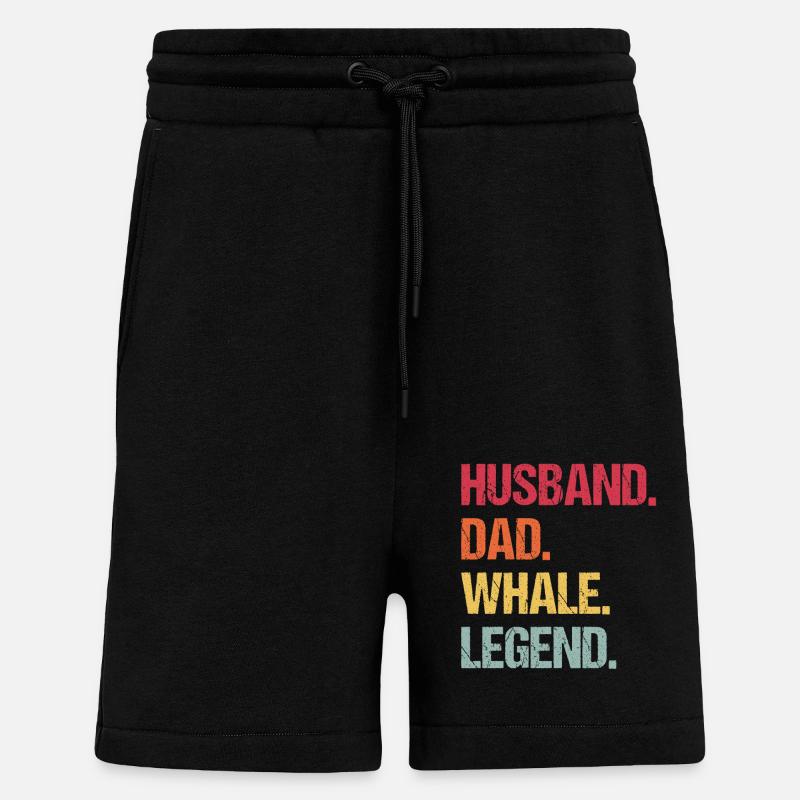 Husband Dad Whale Legend - Shorts - made by SPREAD - SOLID BLACK
