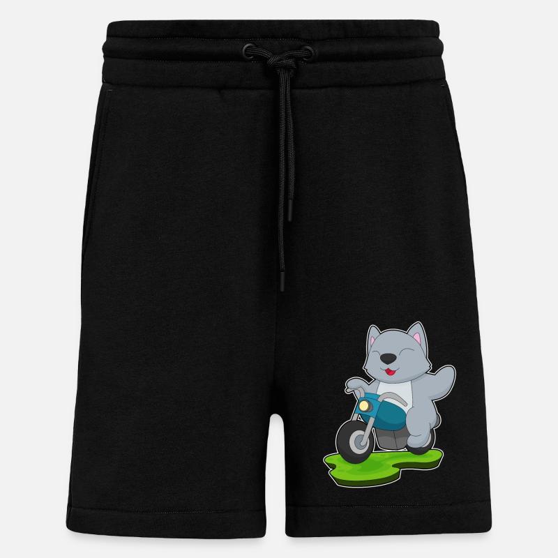 Cat Motorcycle - Shorts - made by SPREAD - SOLID BLACK