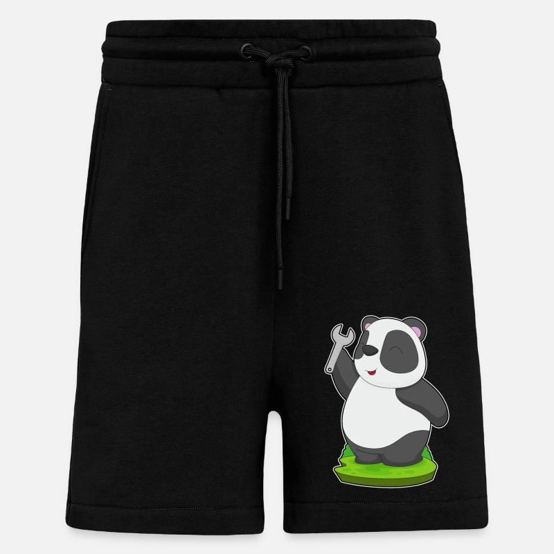 Clé artisanale Panda - Short bio décontracté fabriqué en UE - SOLID BLACK
