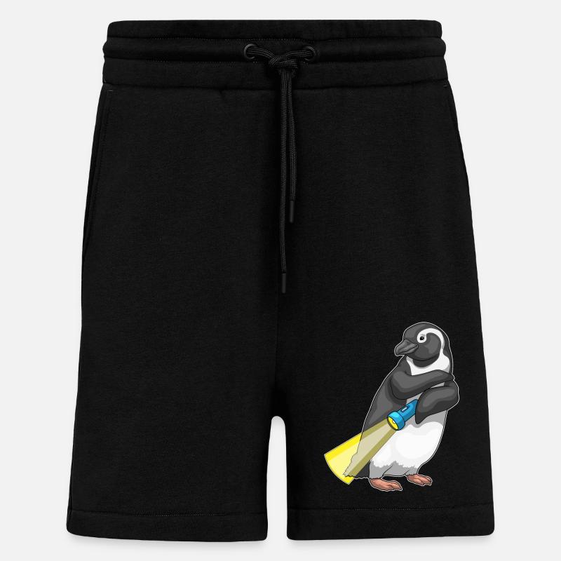 Penguin Flashlight - Shorts - made by SPREAD - SOLID BLACK