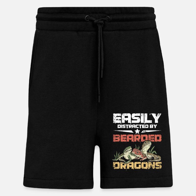 Easily distracted by bearded dragons - Shorts - made by SPREAD - SOLID BLACK