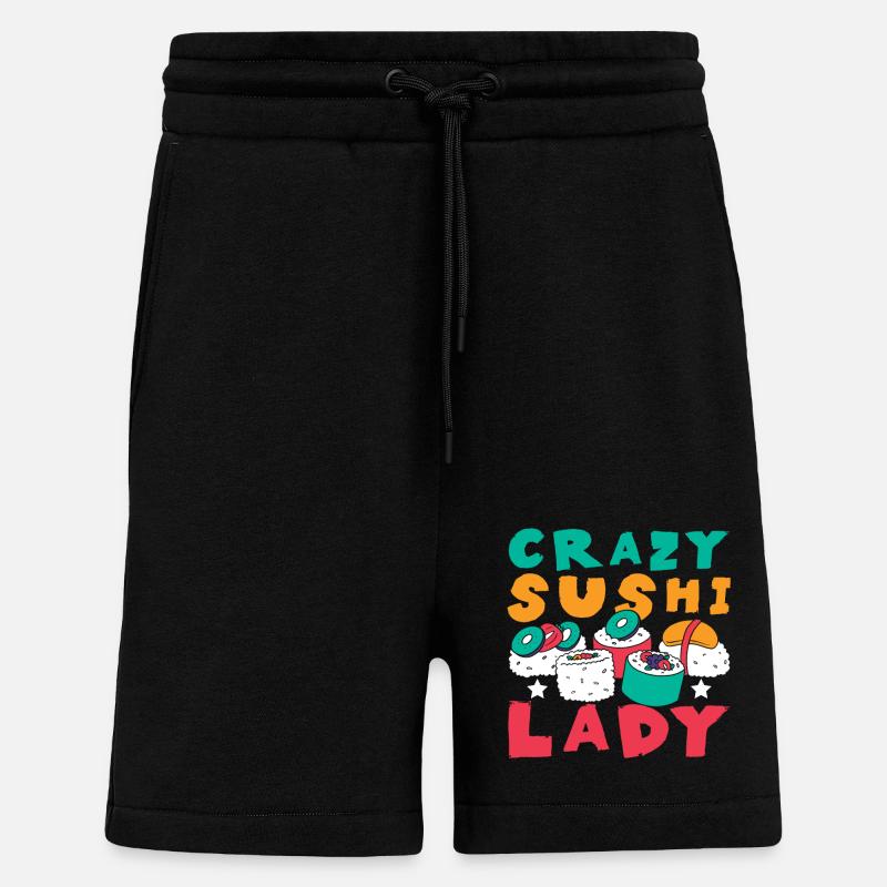 Dame sushi folle - Short bio décontracté fabriqué en UE - SOLID BLACK