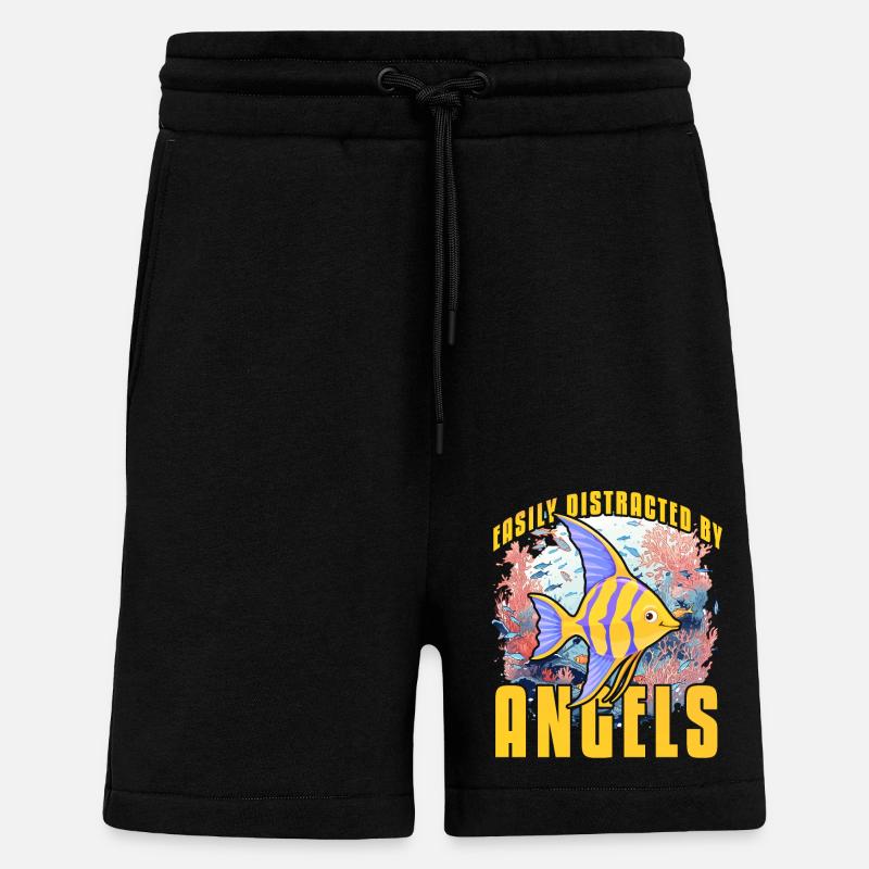 Facilement distrait par les anges - Short bio décontracté fabriqué en UE - SOLID BLACK