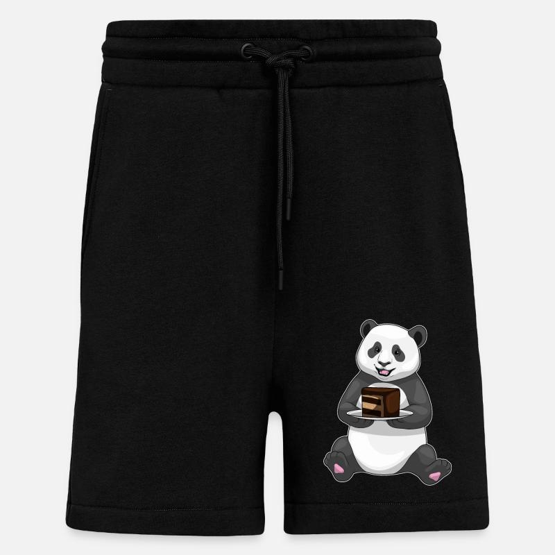 Gâteau d’anniversaire Panda - Short bio décontracté fabriqué en UE - SOLID BLACK