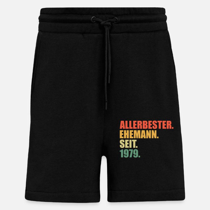 Bester Ehemann seit 1979 45.Hochzeitstag - Shorts - made by SPREAD - SOLID BLACK