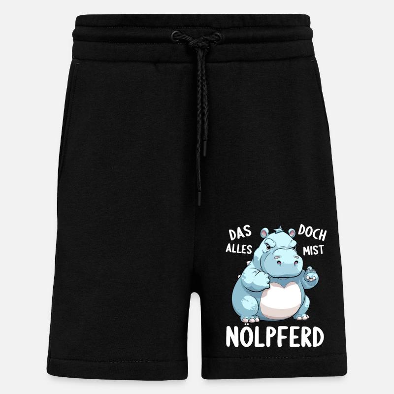 Hippo Hippo Complain Complainer Nölpferd - Shorts - made by SPREAD - SOLID BLACK