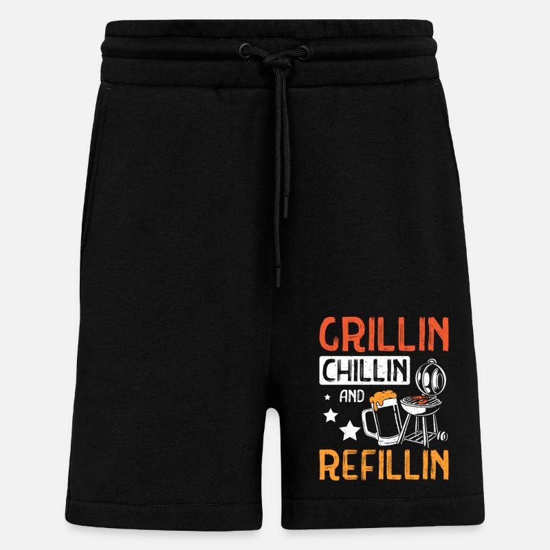 Grillin chillin and refillin Tailgate - Shorts - made by SPREAD - SOLID BLACK